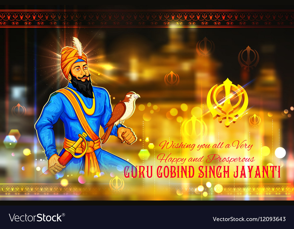 Happy guru gobind singh jayanti festival for sikh Vector Image