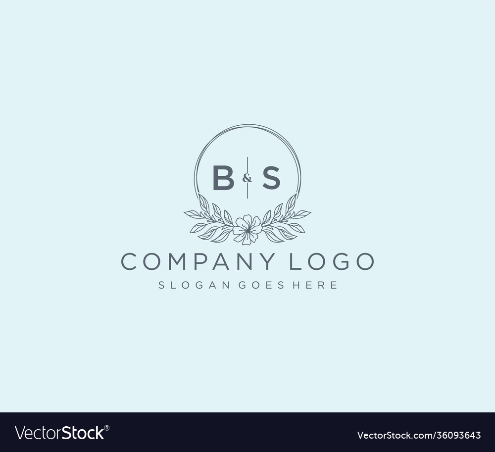 Initial bs letters floral frames unique Royalty Free Vector