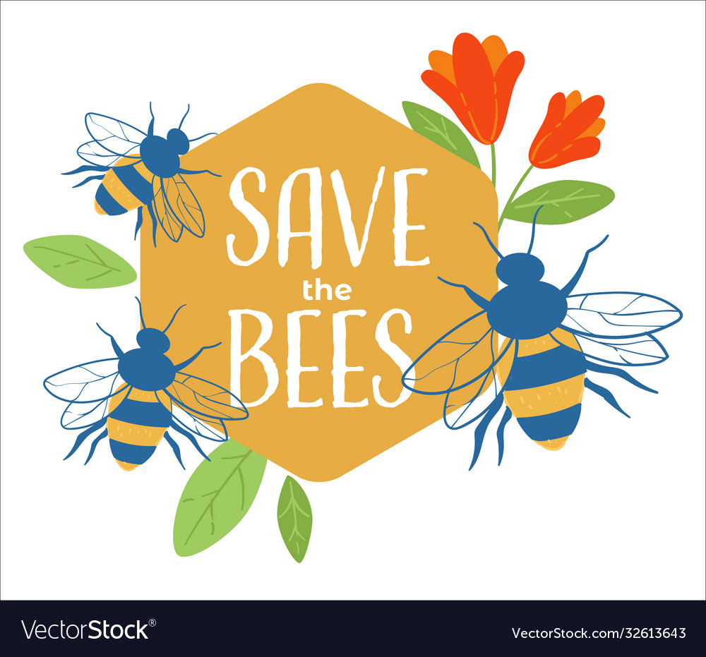 Save bees care for environment and nature banner Vector Image