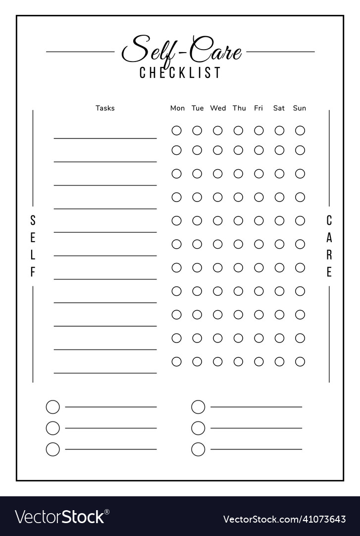 Self care task list minimalist planner page design