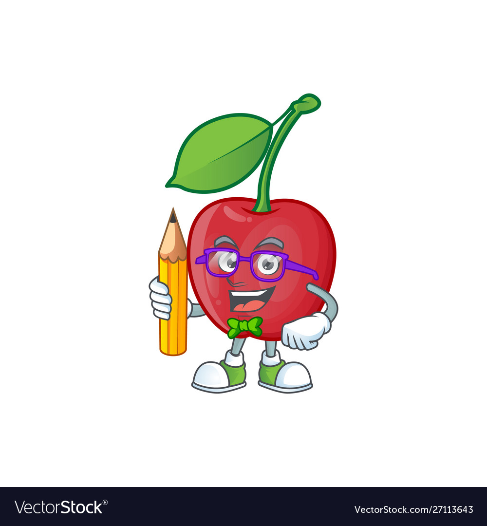 Student cartoon bing cherries on white background