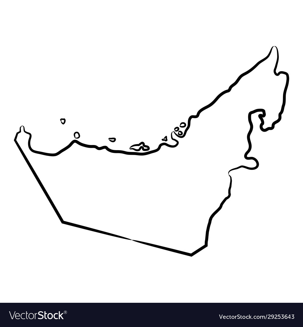 United arab emirates map from contour black Vector Image