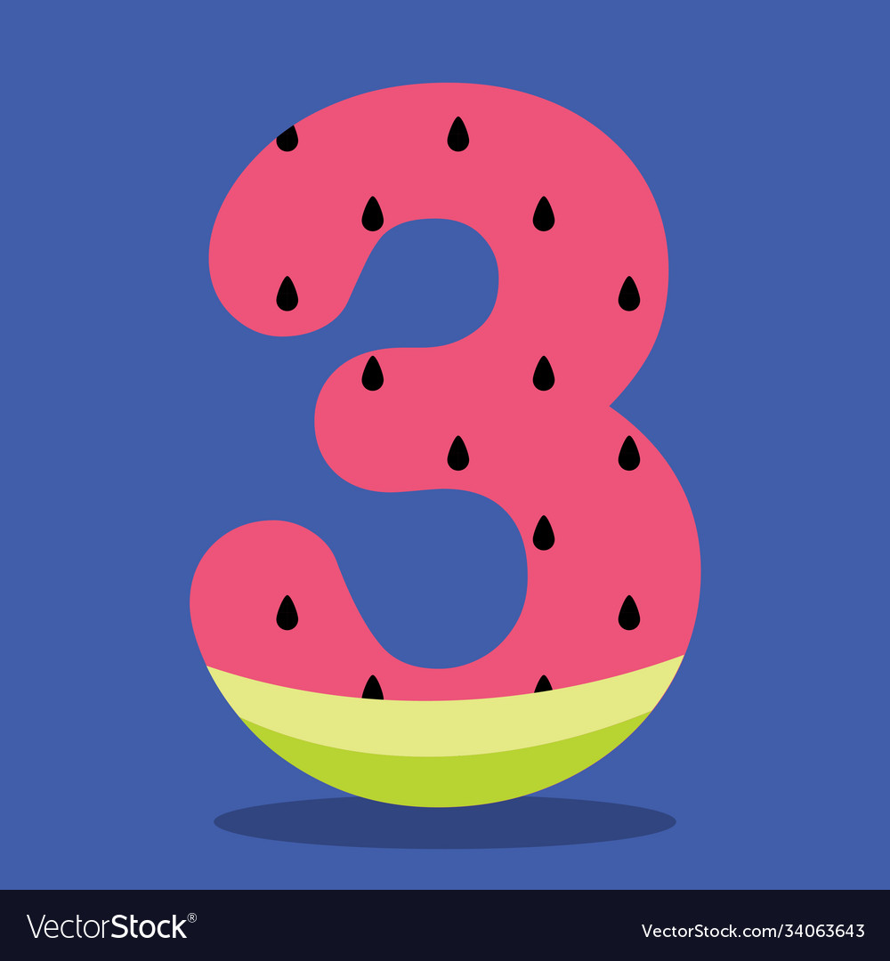 Watermelon numbers 03 Royalty Free Vector Image