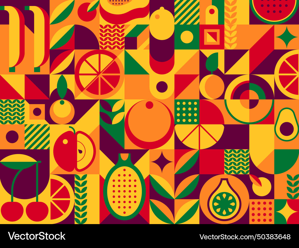 Abstract fruit modern geometric pattern – Royalty-Free Vector | VectorStock
