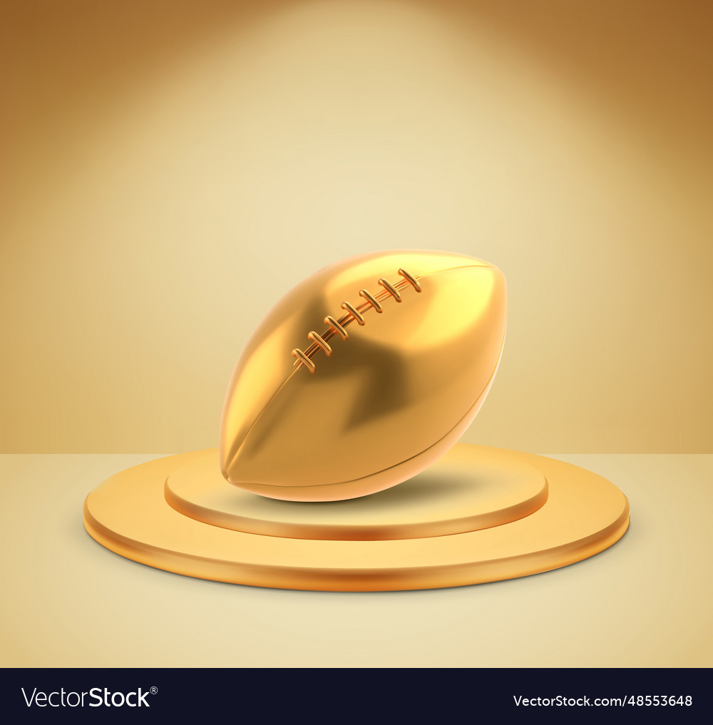 Gold American Football Ball auf einem Podium