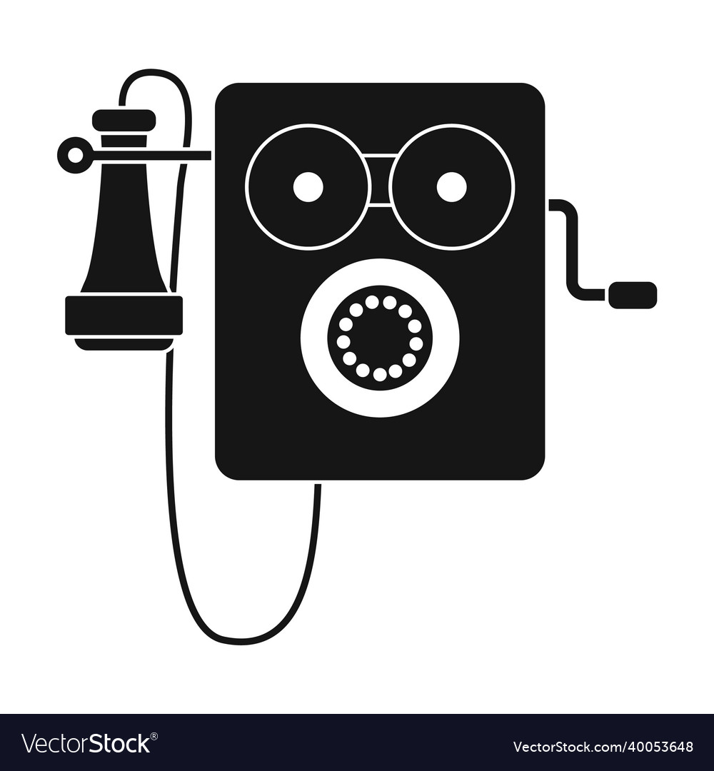 Retro phone iconblack icon isolated