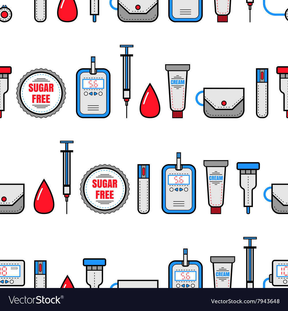 Seamless pattern diabetes medical flat icons