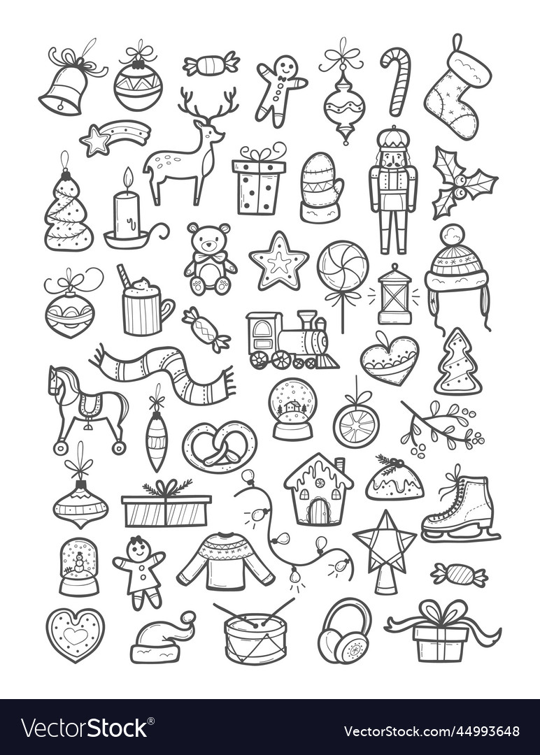 Set of hand drawn christmas elements Royalty Free Vector