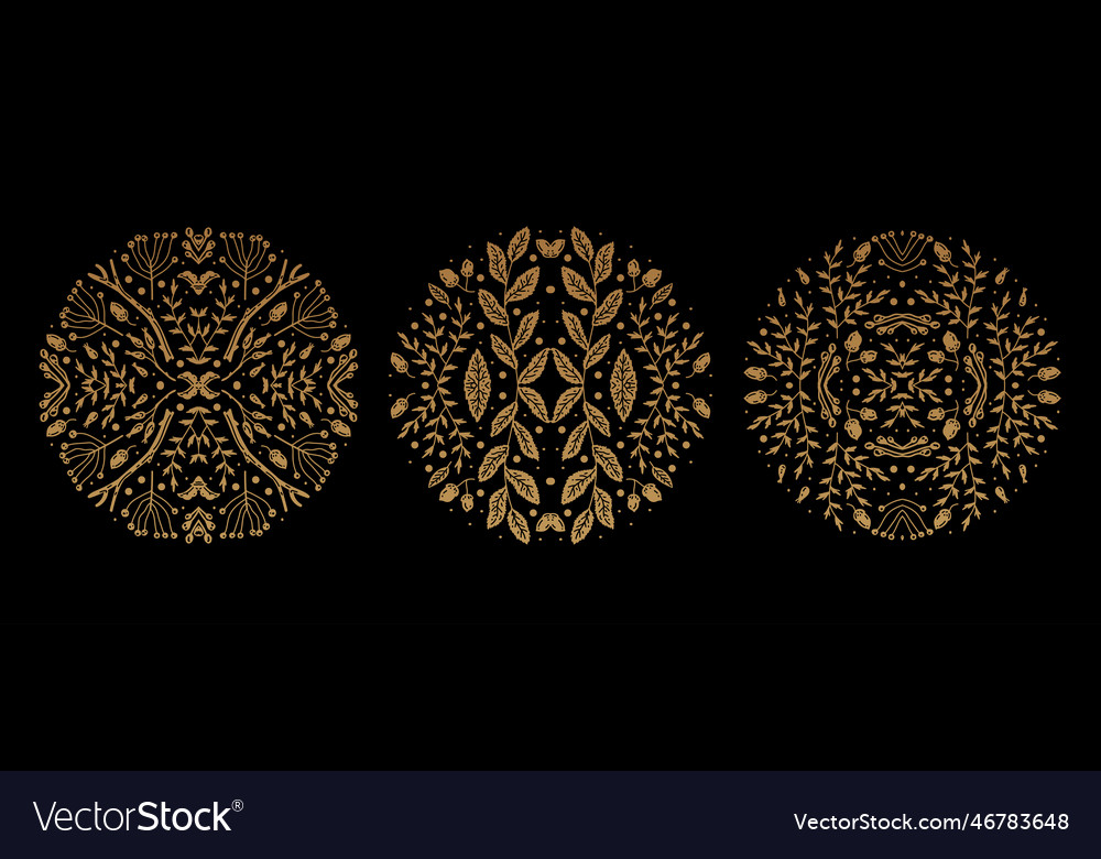 Set of leaves cover templates golden decoration