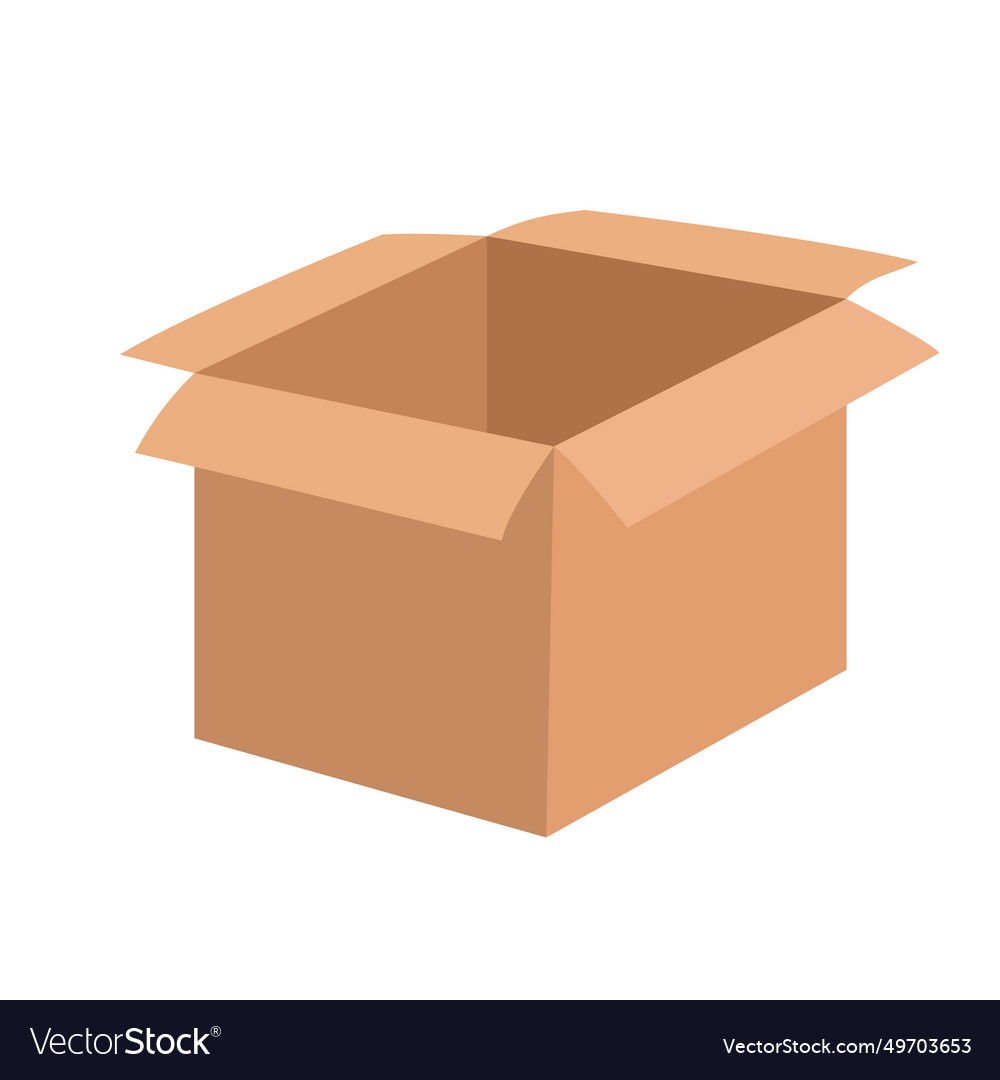 Cardboard open box flat Royalty Free Vector Image