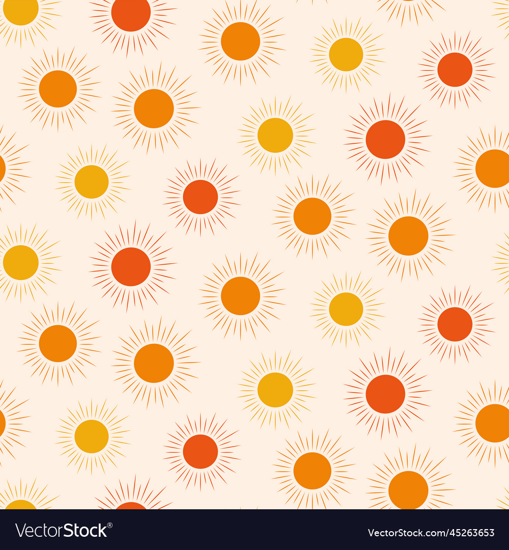 Colorful retro sun seamless pattern Royalty Free Vector