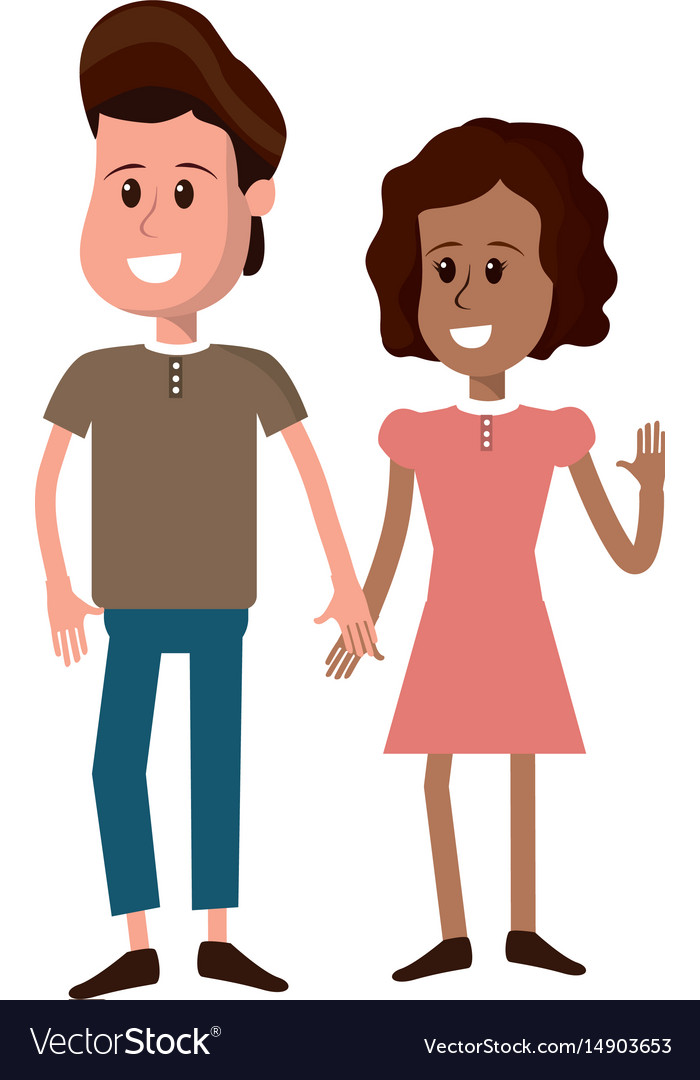 Cute boy and girl with casual wear Royalty Free Vector Image