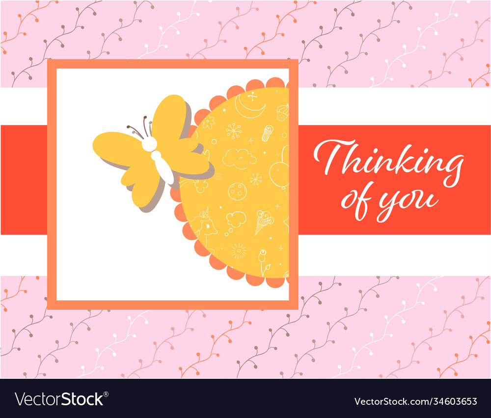 Design template for cute think you card Royalty Free Vector