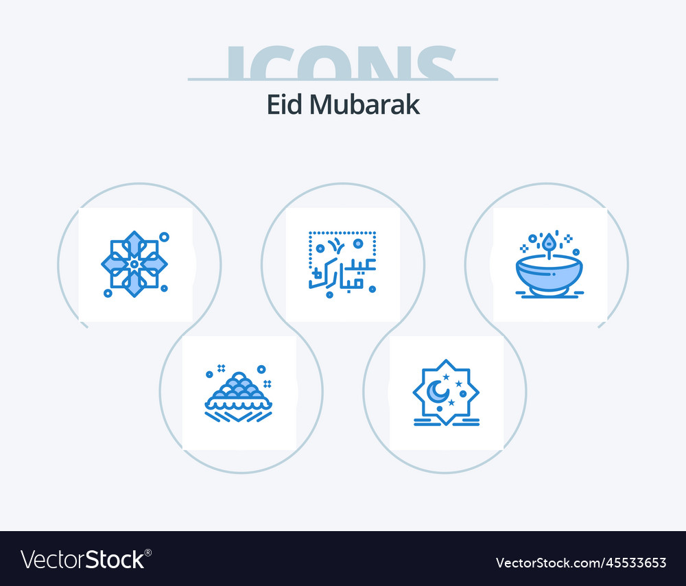 Eid mubarak blue icon pack 5 design