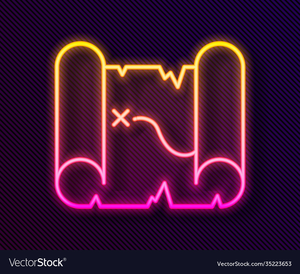 Glowing neon line pirate treasure map icon Vector Image