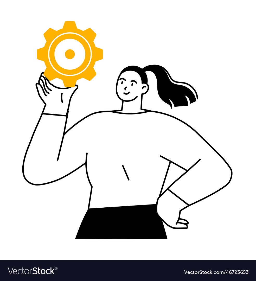 Woman holding a pinion in her hand Royalty Free Vector Image