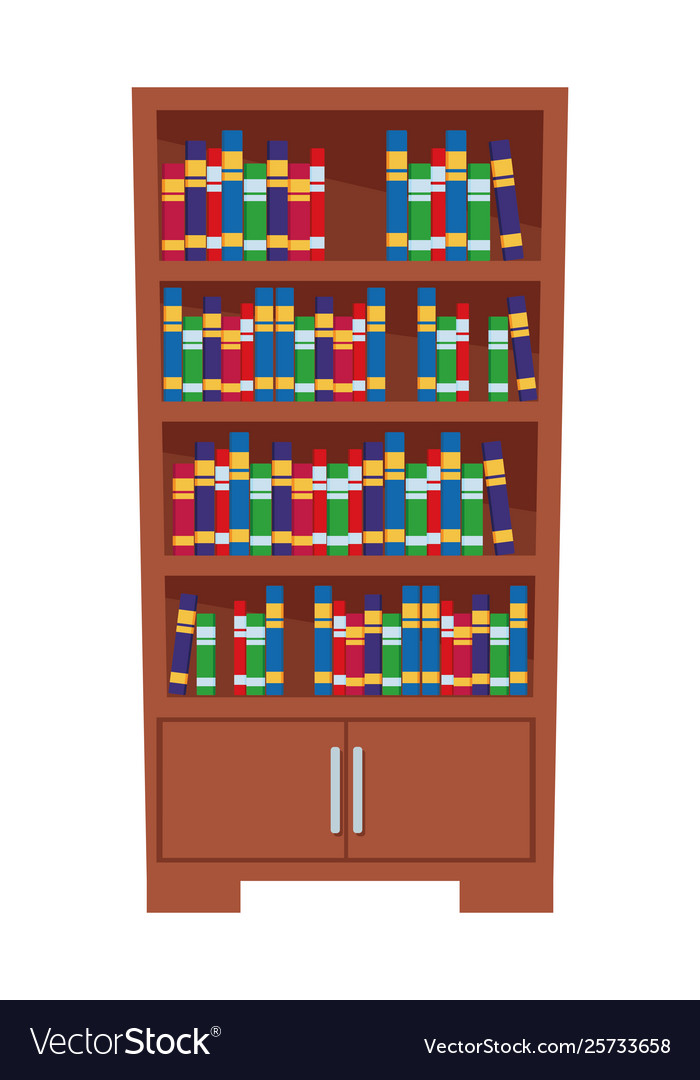 Bookshelf full books icon cartoon Royalty Free Vector Image