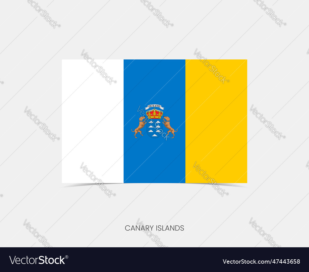 Canary Islands Rectangle Flag Icon With Shadow Vector Image