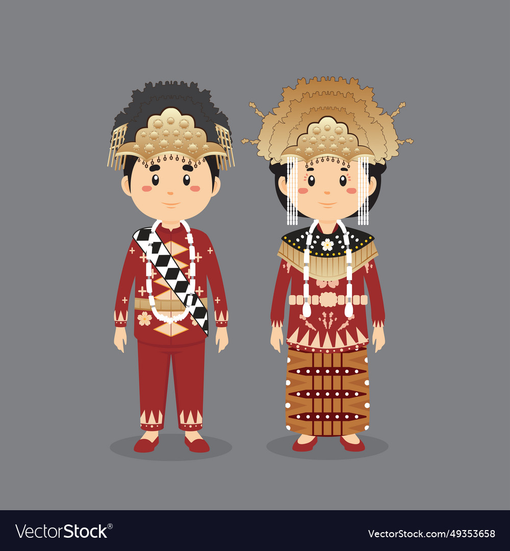 Couple character wearing bangka belitung Vector Image