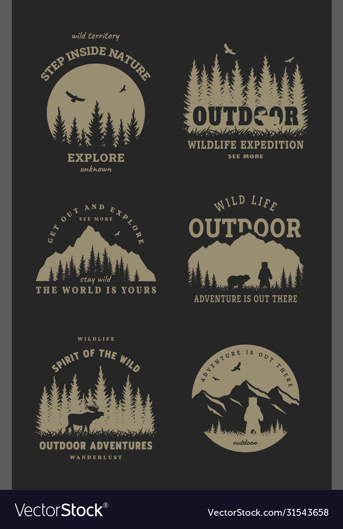 Journey into wild set emblem t-shirt Royalty Free Vector