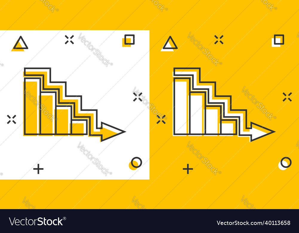 Market trend icon in comic style decline arrow