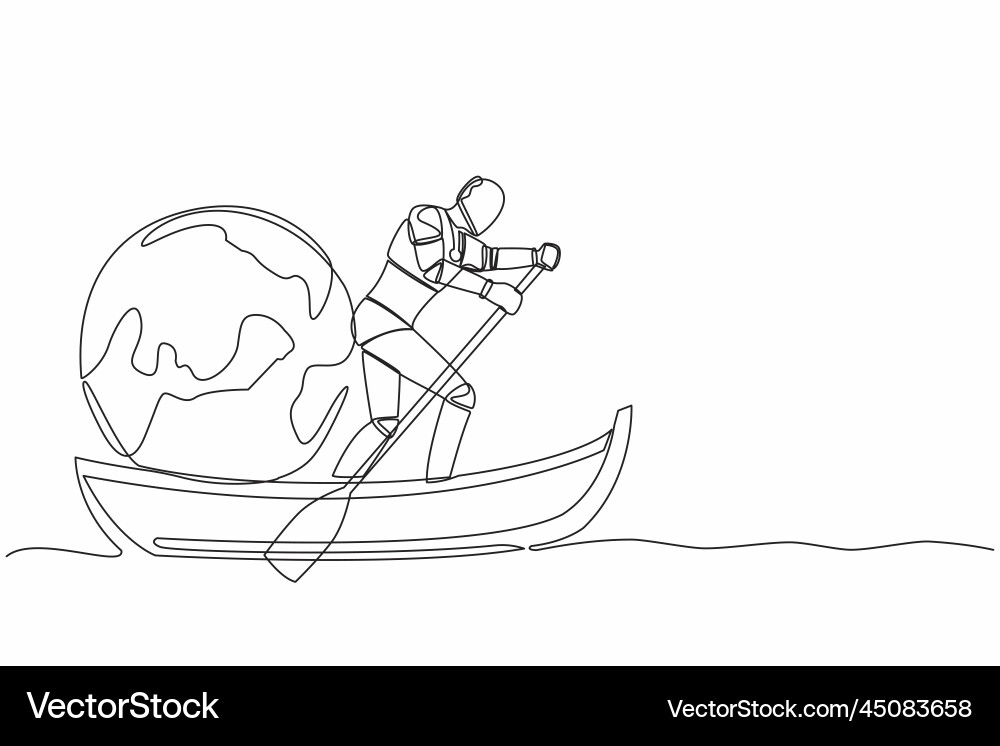 One Continuous Line Drawing Artificial Robot Vector Image