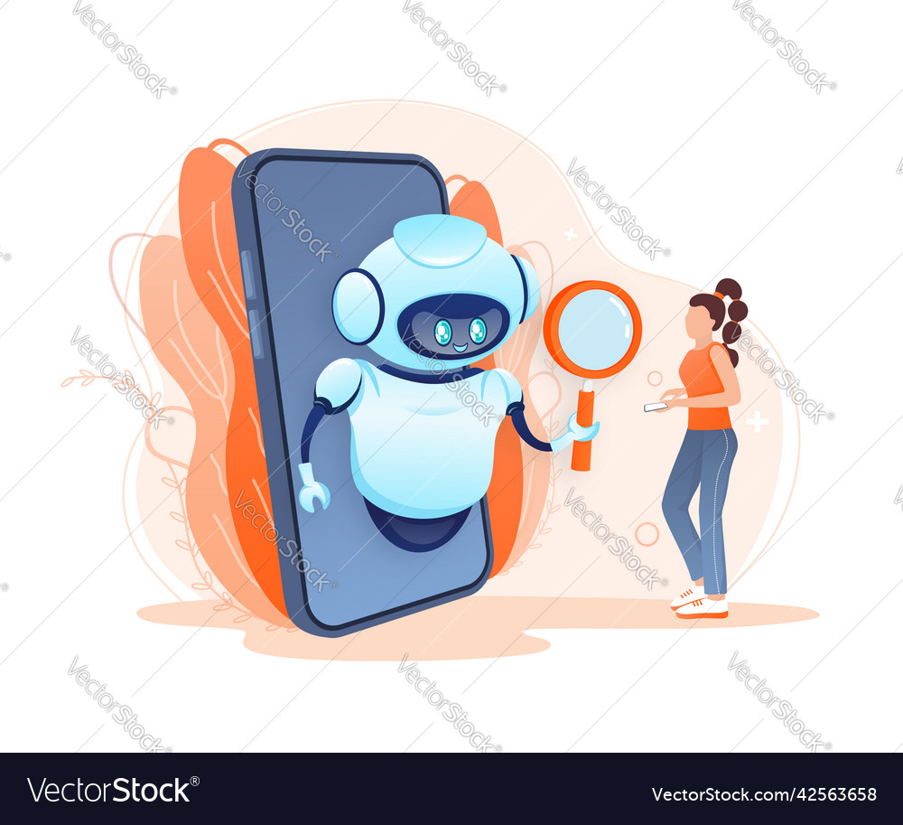 Search bot in cartoon style artificial