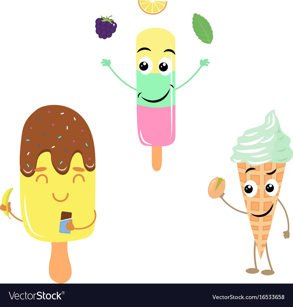 Set of funny characters from ice cream