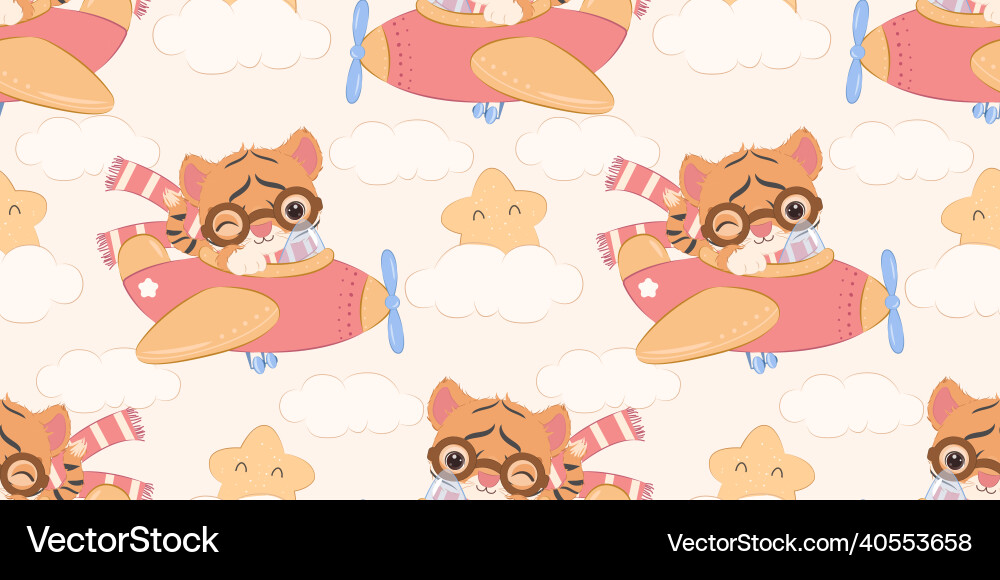 Tiger seamless pattern Royalty Free Vector Image