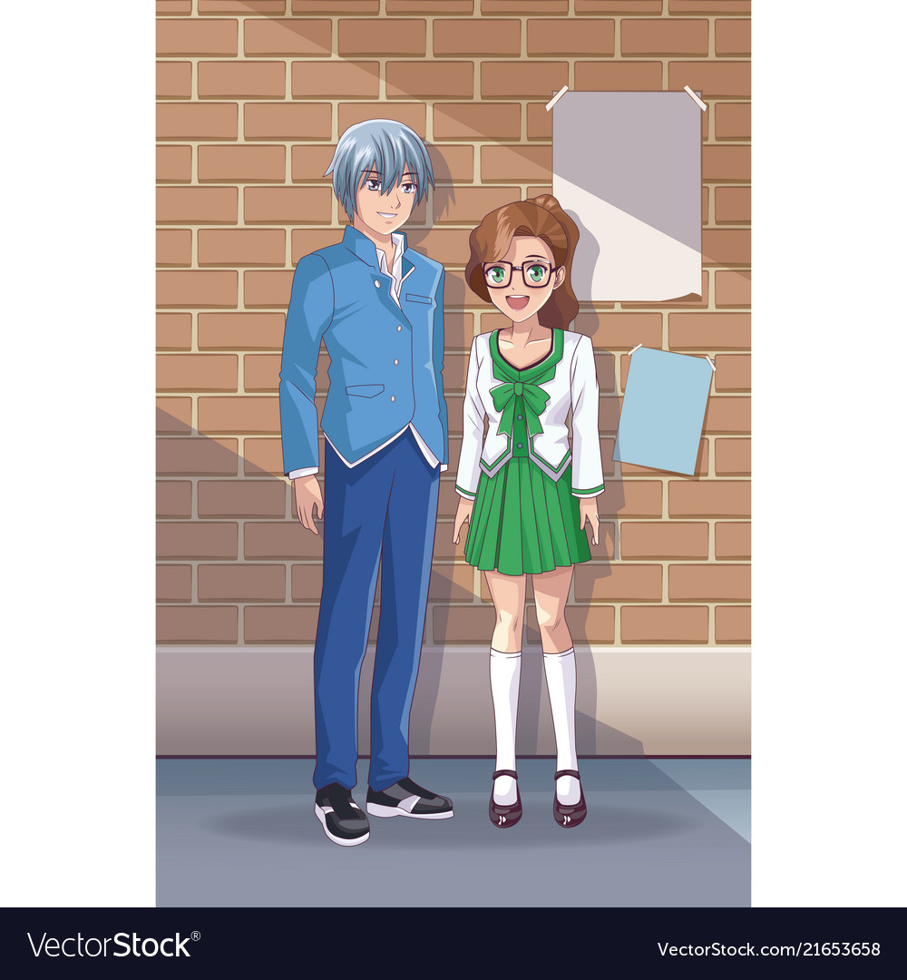 Young students manga cartoon