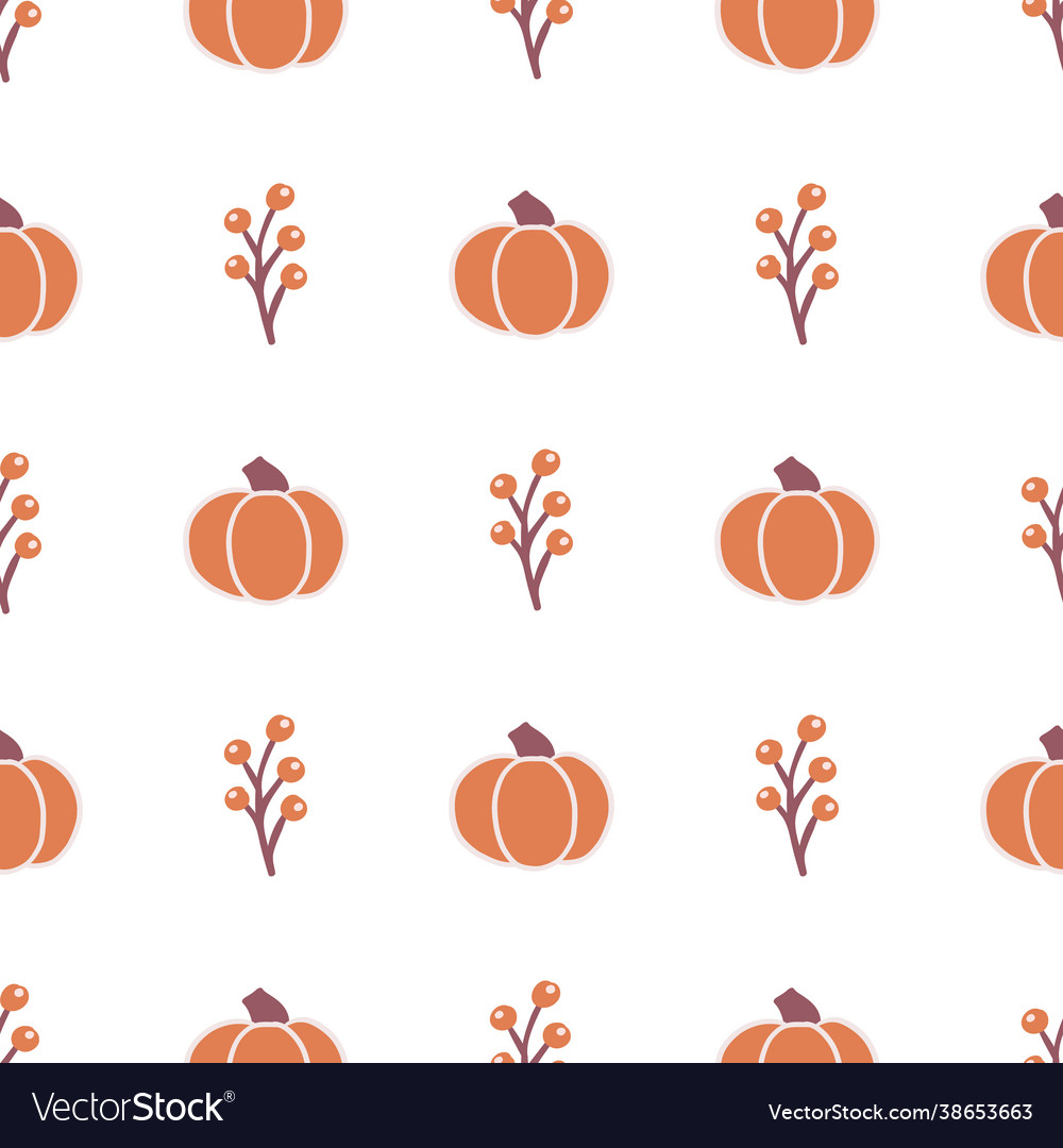 Autumn geometric pumpkins and berries