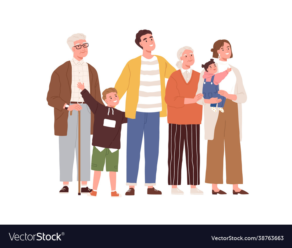 Big family looking up at smth happy mother Vector Image