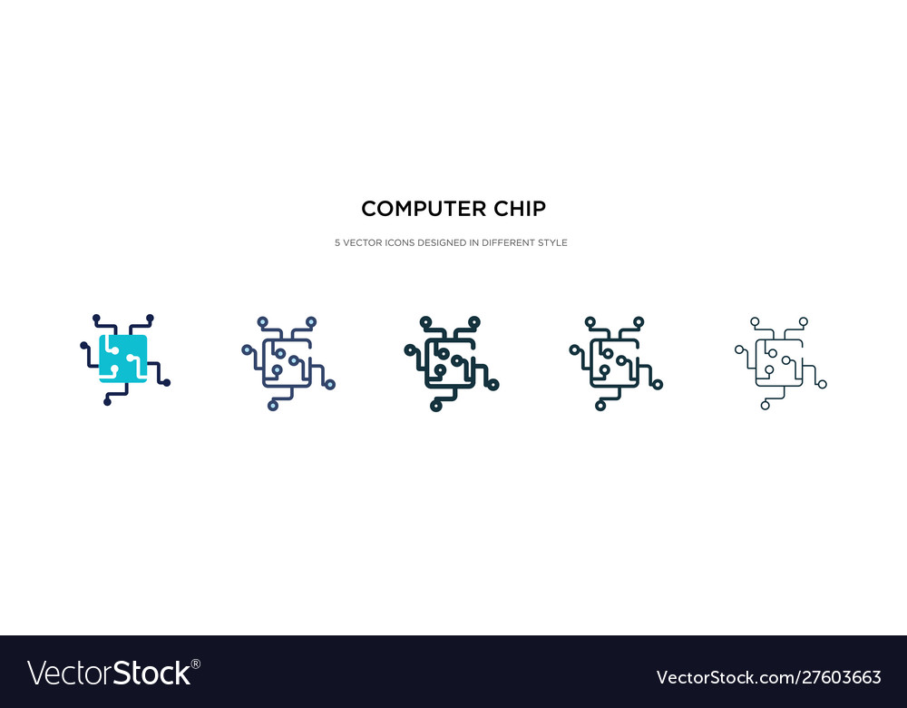 Computer chip icon in different style two