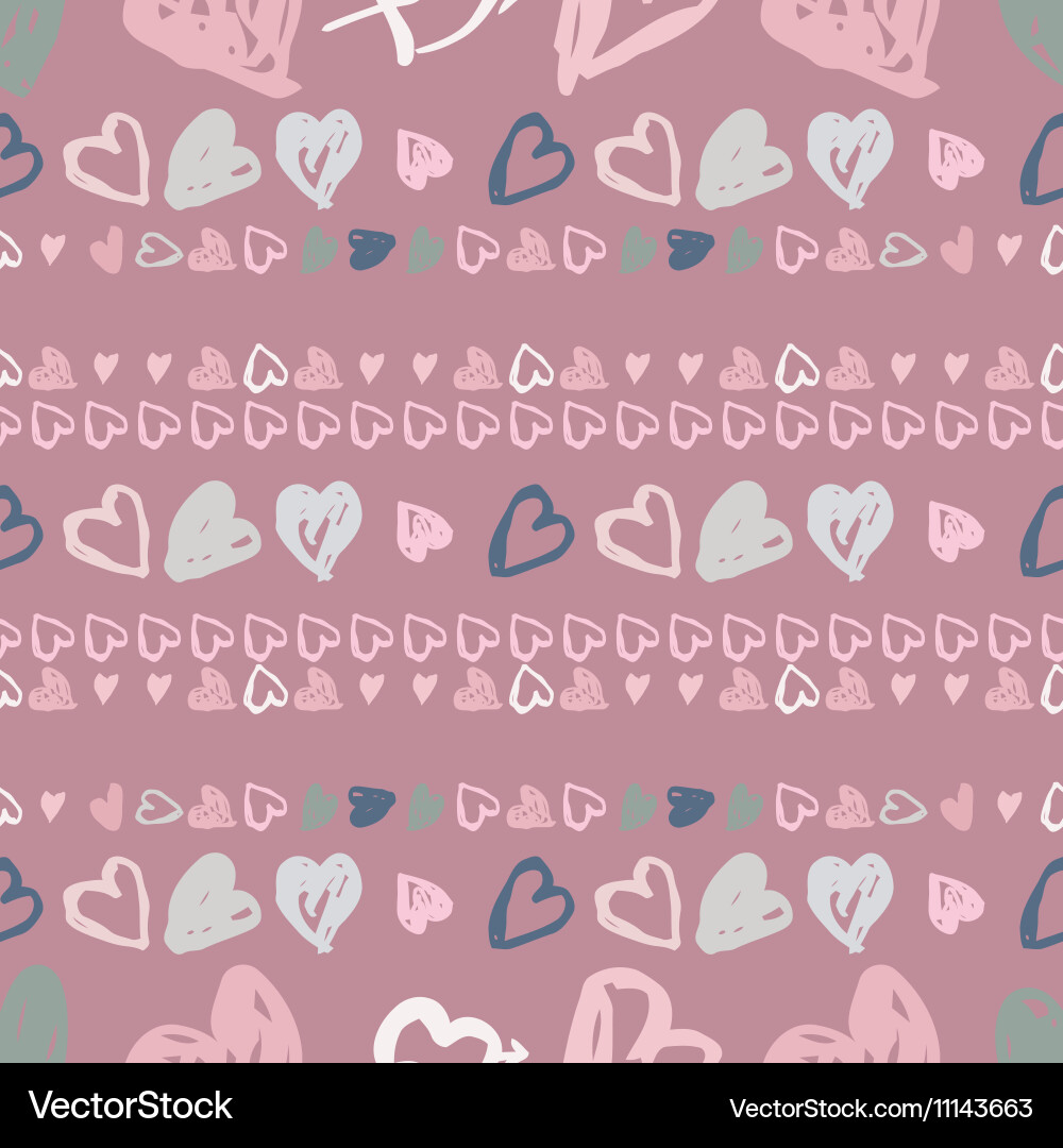 Doodle seamless pattern with hearts Royalty Free Vector