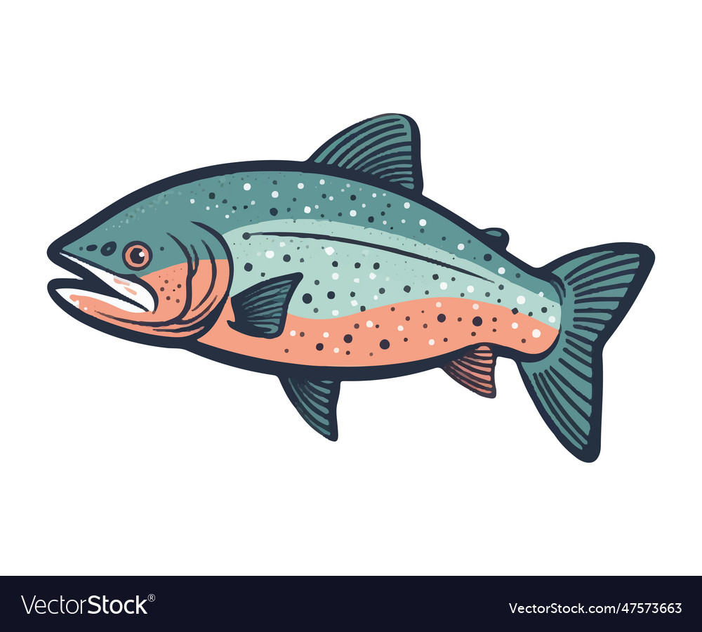 Fresh seafood meal trout catch of fish Royalty Free Vector