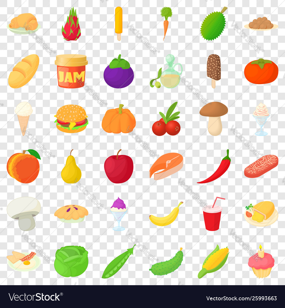 Jam icons set cartoon style Royalty Free Vector Image