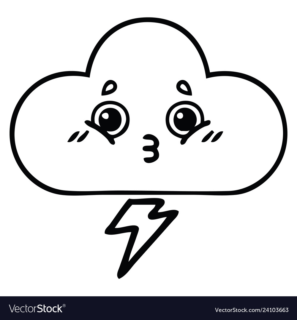 Line drawing cartoon storm cloud