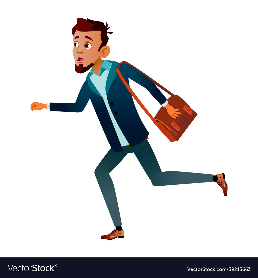 Teen boy student late and run to university Vector Image