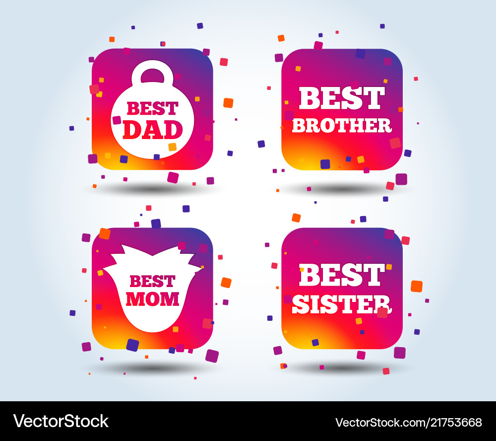 Best mom and dad brother sister icons Royalty Free Vector