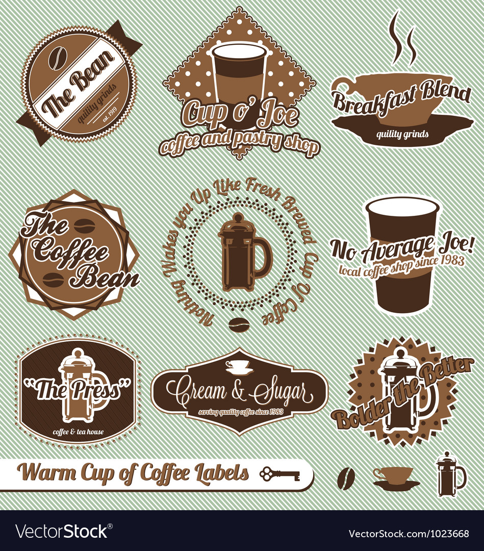 Cup of coffee labels Royalty Free Vector Image