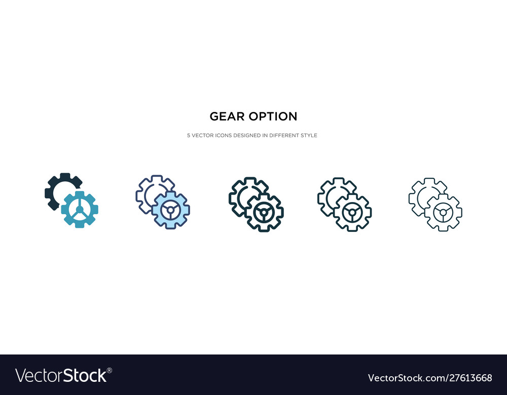 Gear option icon in different style two colored