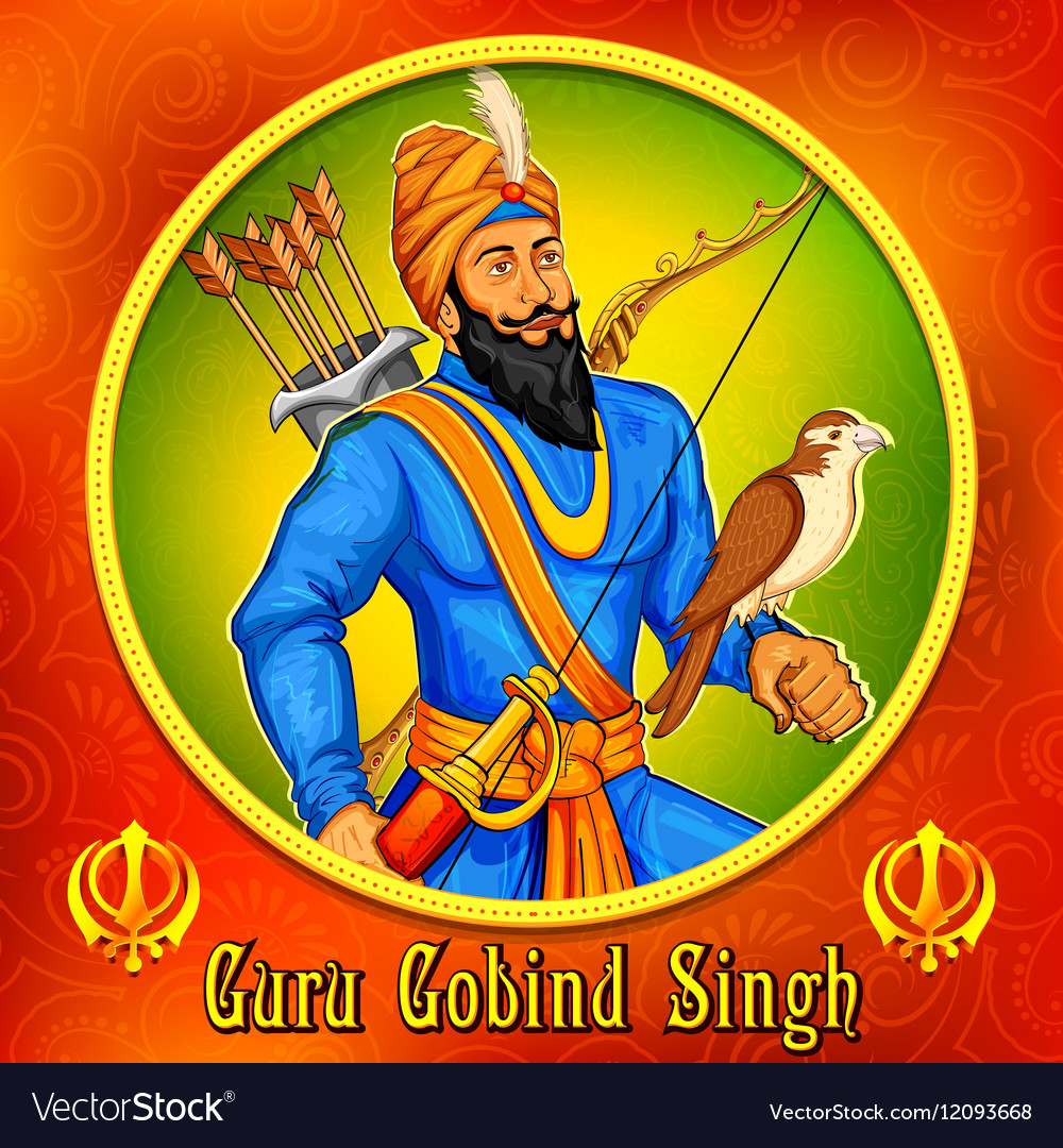 Happy guru gobind singh jayanti festival for sikh Vector Image