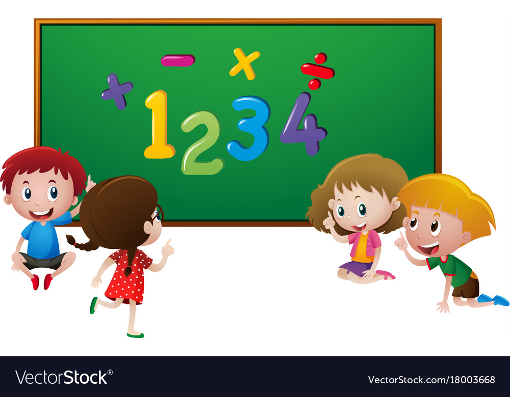 Numbers and kids at school Royalty Free Vector Image