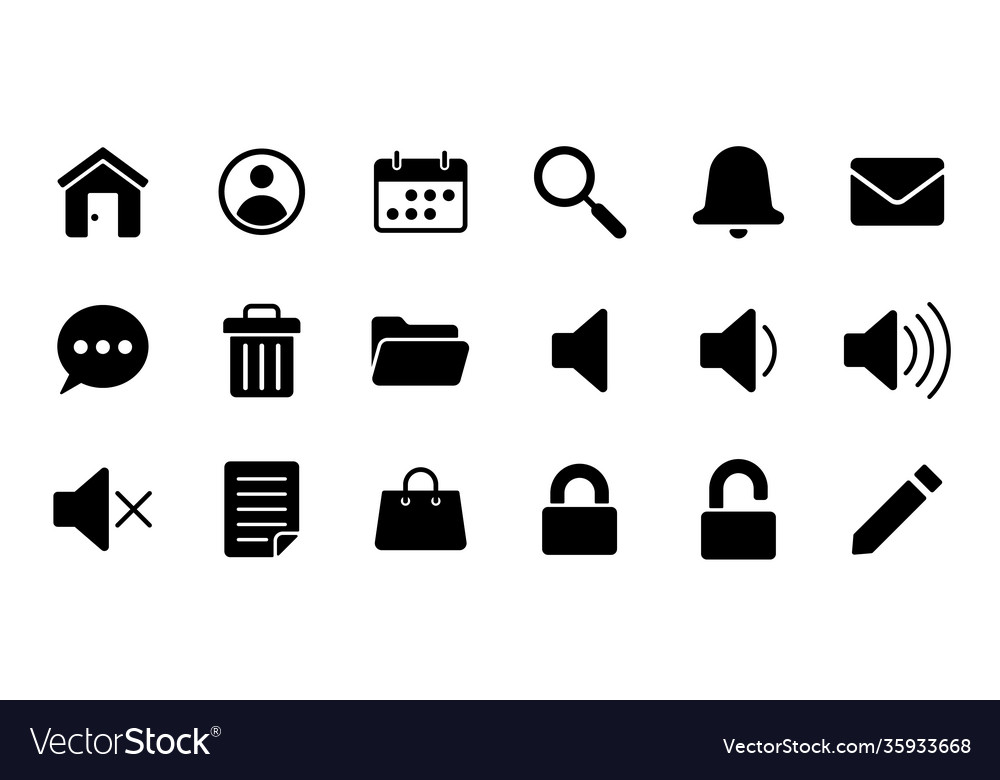 Solid essential ui icon set