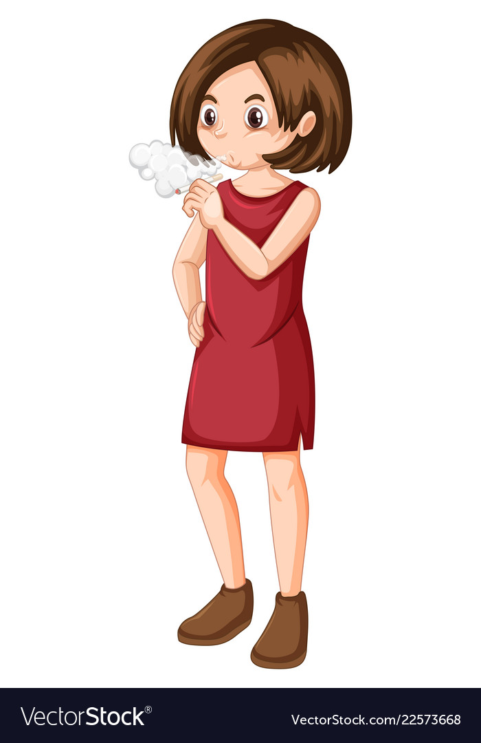 Teenage Girl Smoking White Background Royalty Free Vector