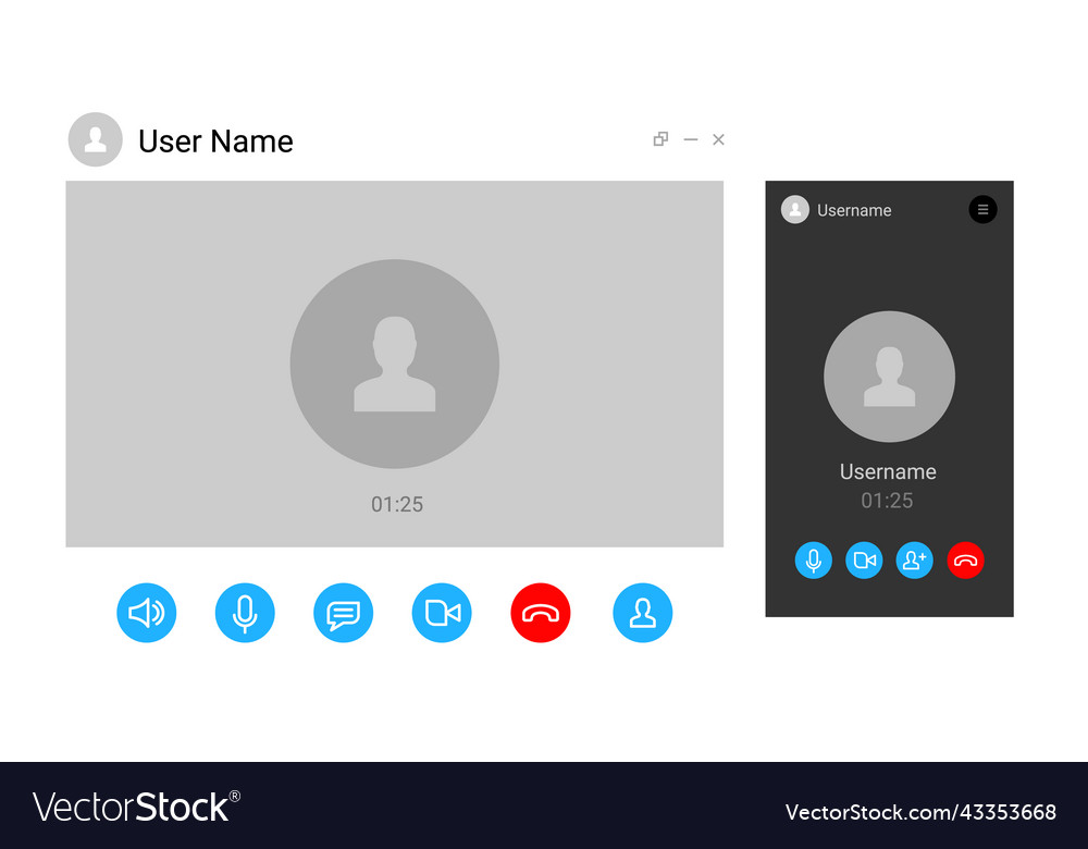 Virtual call video mockup icon videocall Vector Image