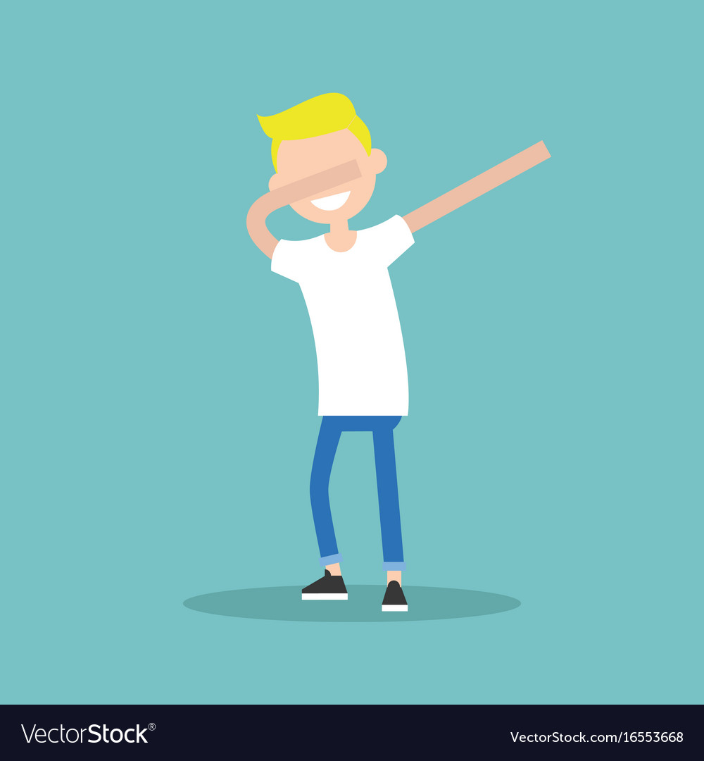 Young character making dab dance flat editable Vector Image