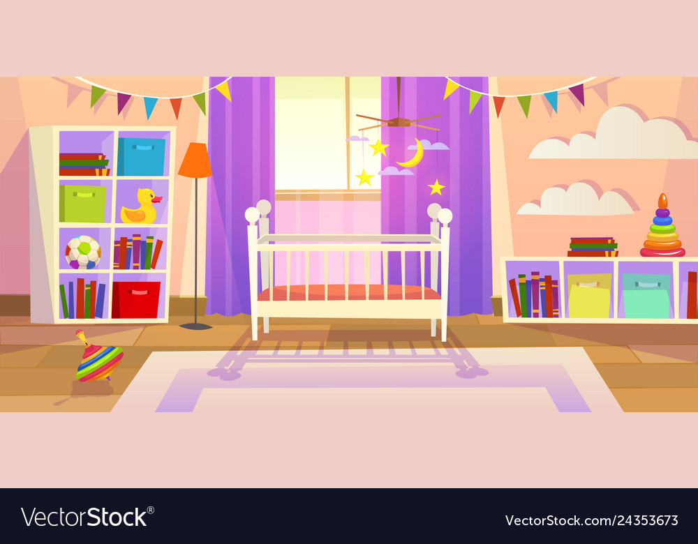 Baby room interior nursery bedroom newborn Vector Image