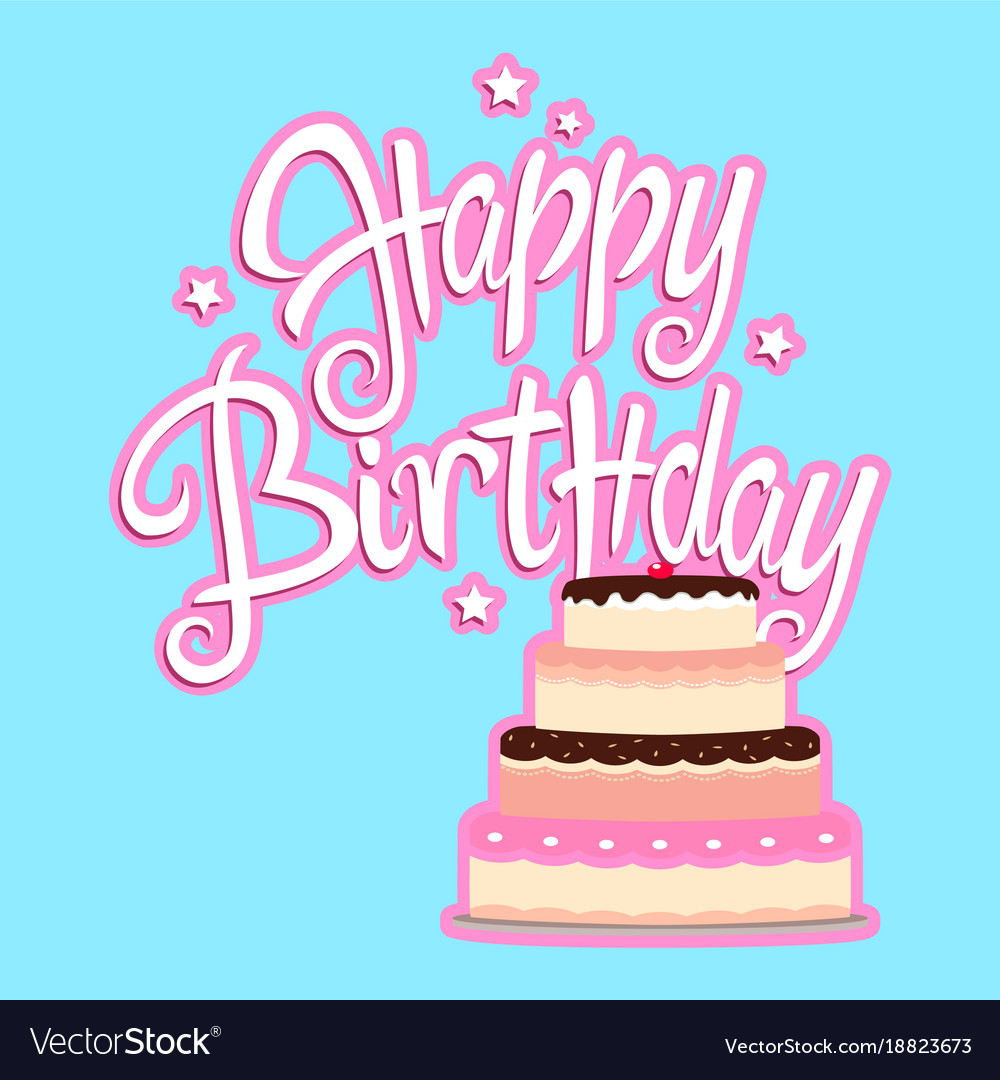 Birthday greeting card with decorative cake Vector Image