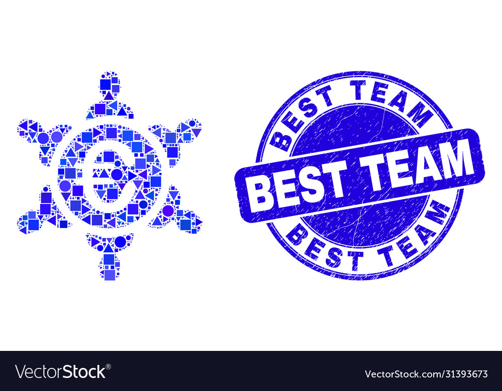 Blue grunge bestes Team-Siegel und Euro-Personen-Gewerkschaft